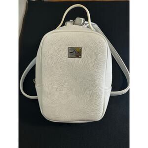 Jessica Moore Exquisite White Pebbled Faux Leather Mini Backpack Purse